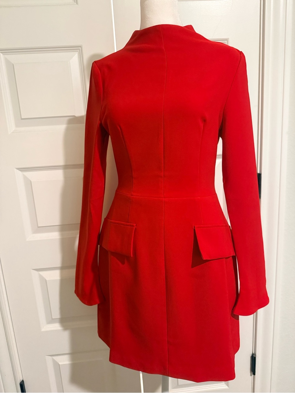 Commense Red Long-Sleeve A-Line Dress